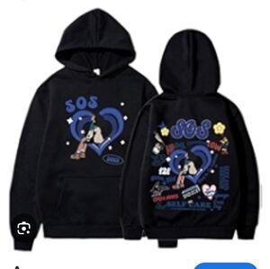 Black Hoodie with Blue Graphic Design
